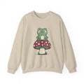 Frog on a Mushroom Crewneck, Cute Goblincore Fungi Sweatshirt