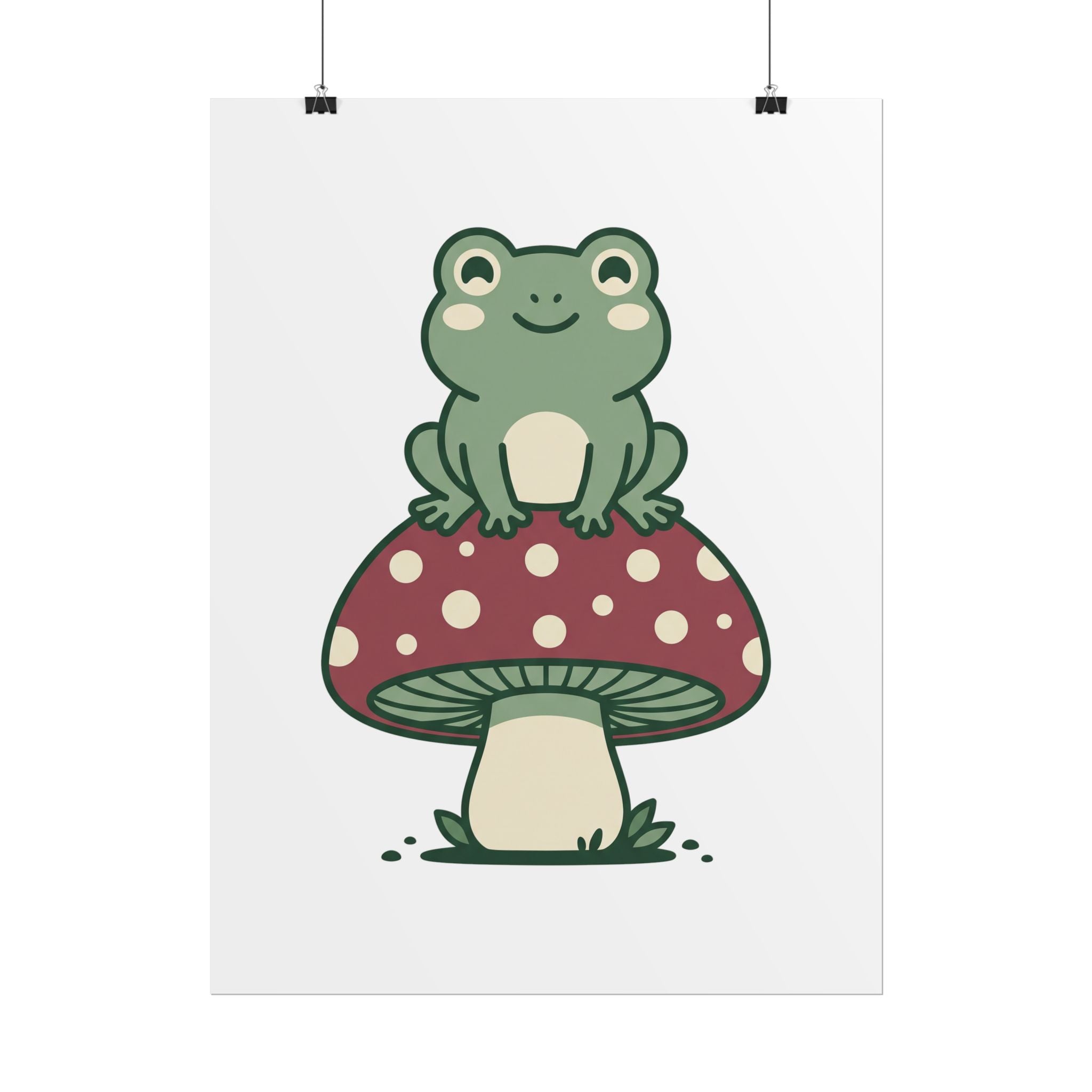 Frog on a Mushroom Poster