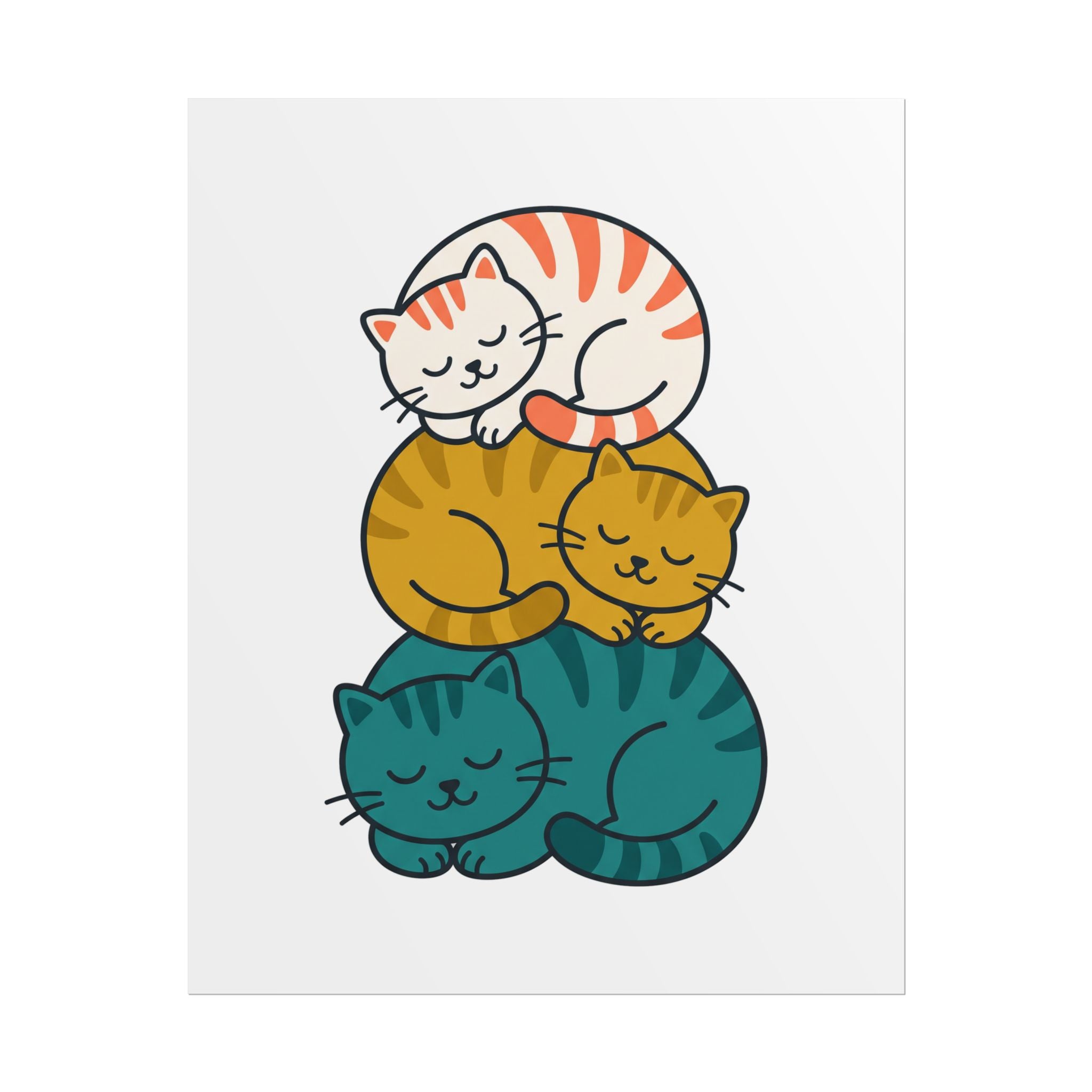 Sleepy Cat Stack Poster