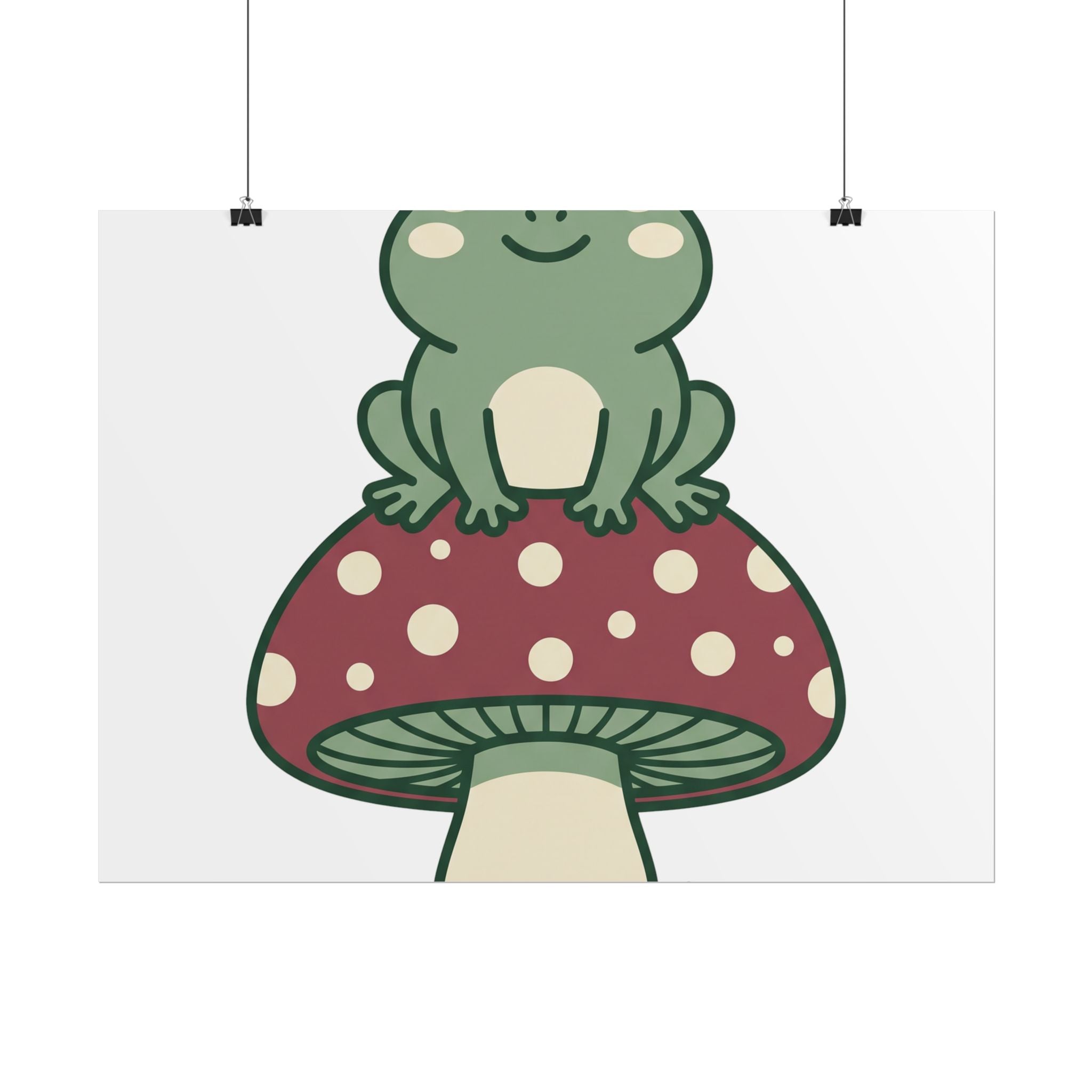 Frog on a Mushroom Poster