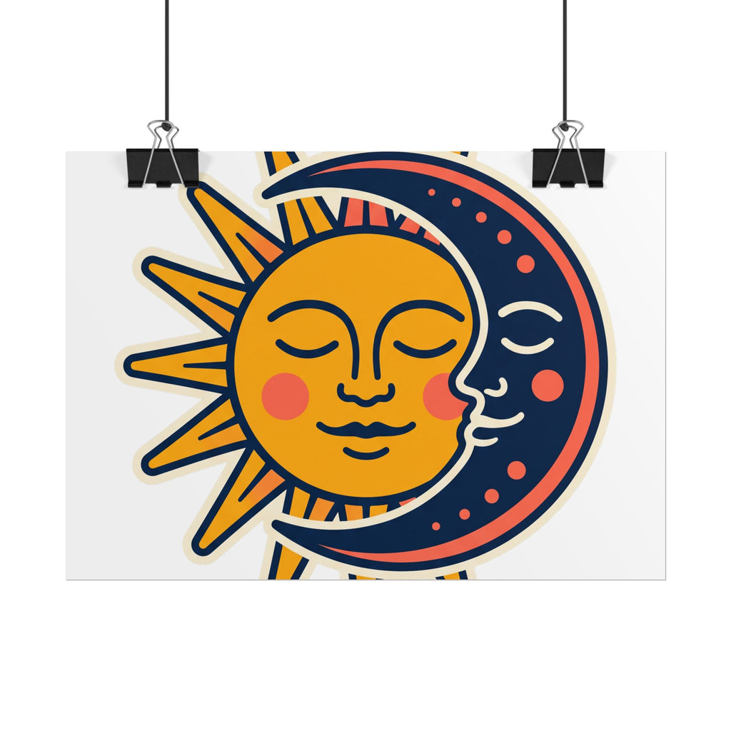Sun Moon Faces Poster