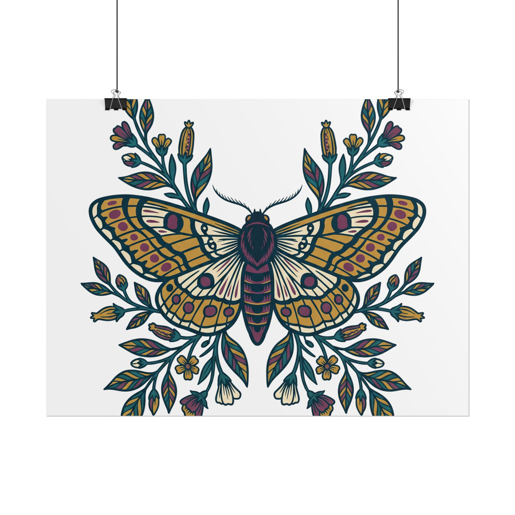 Botanical Moth and Flora Poster