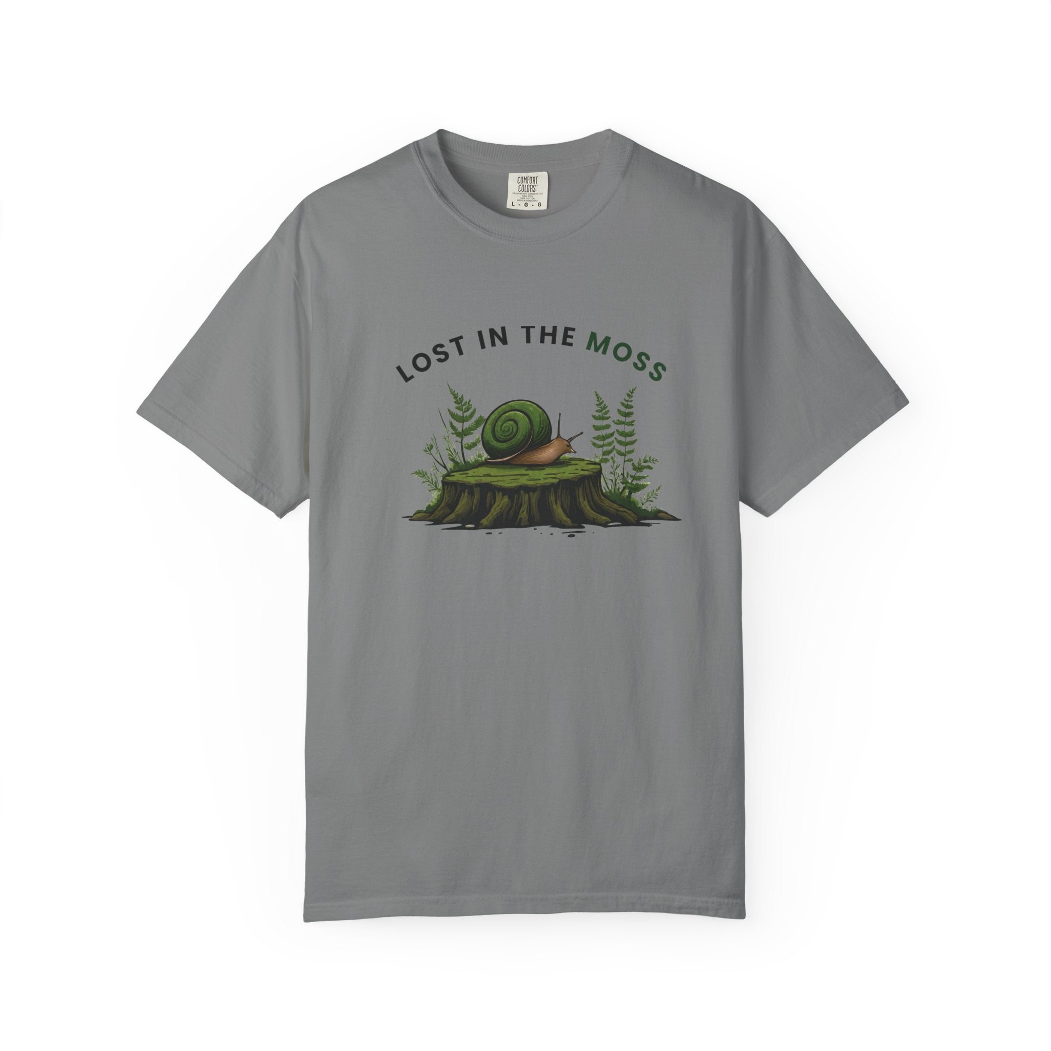 Lost in the Moss T-Shirt — Forest Snail Stump Nature Tee