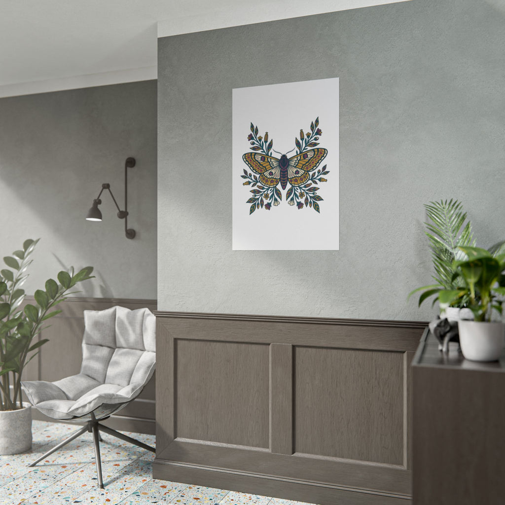 Botanical Moth and Flora Poster