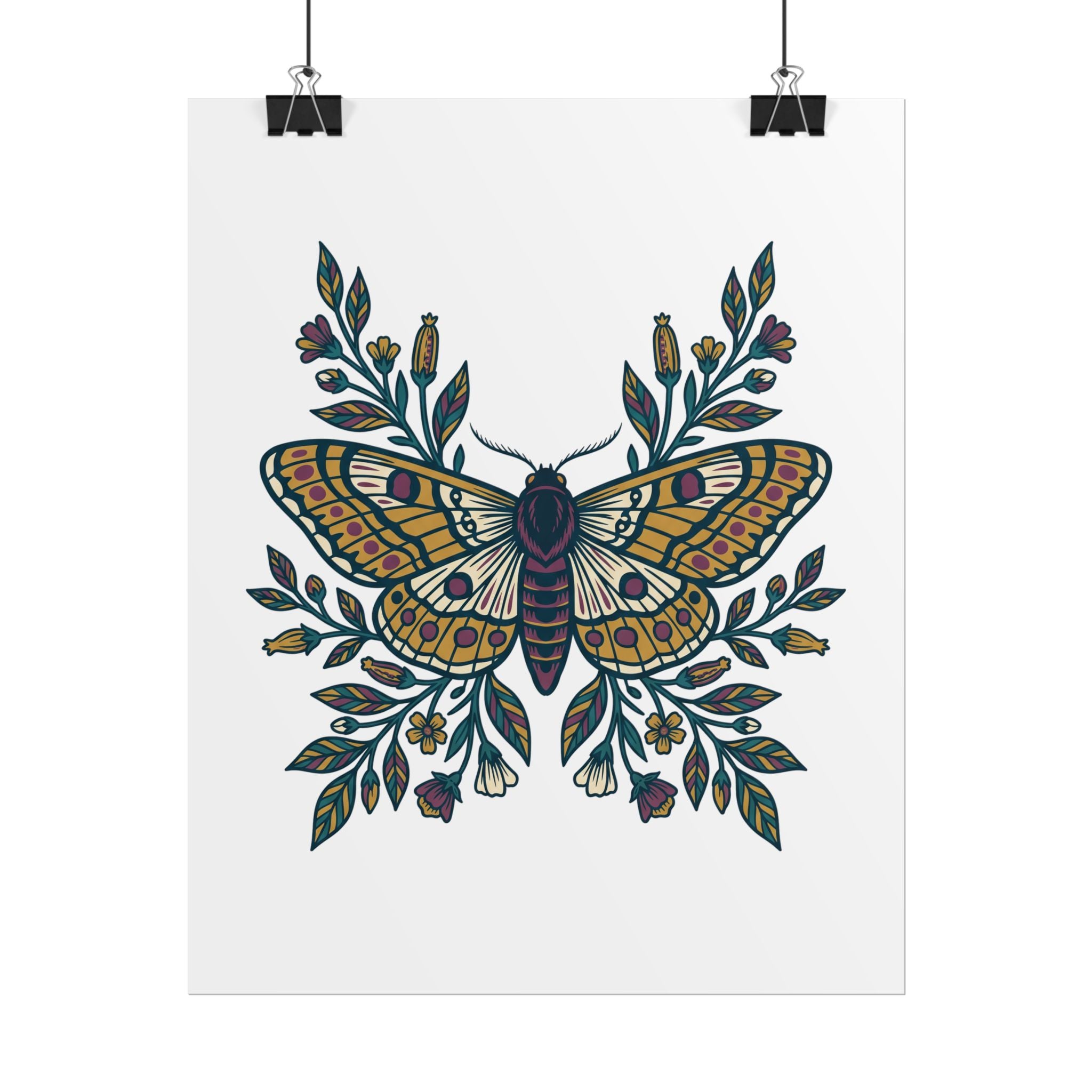 Botanical Moth and Flora Poster