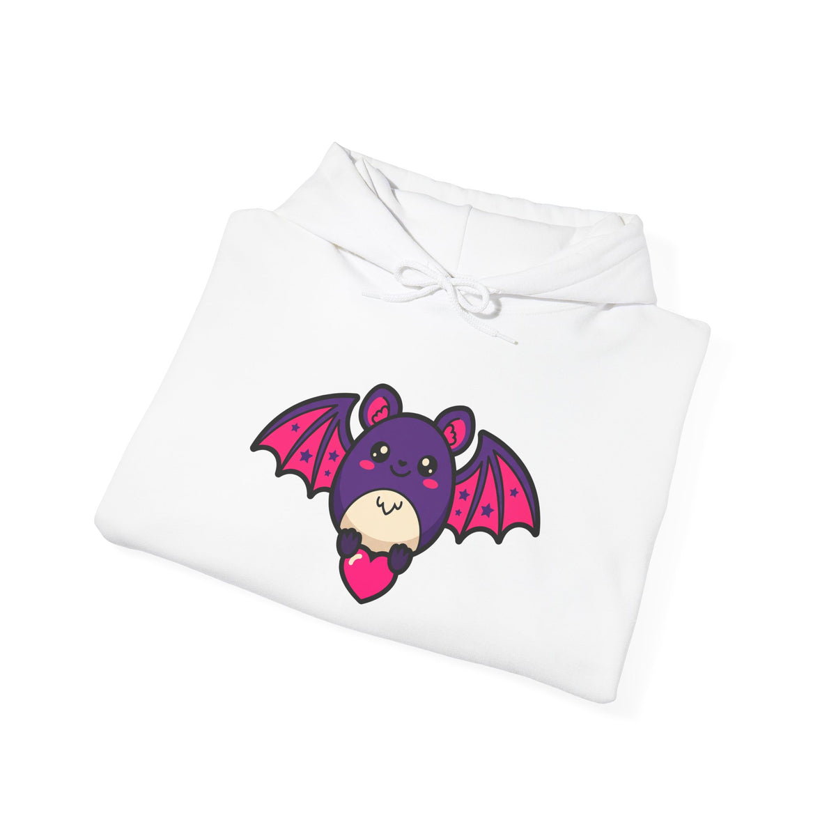 Bat with Tiny Heart Hoodie, Cute Spooky Goth Pullover