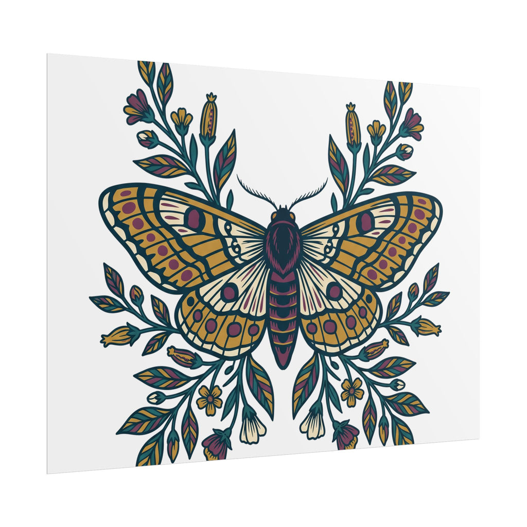 Botanical Moth and Flora Poster