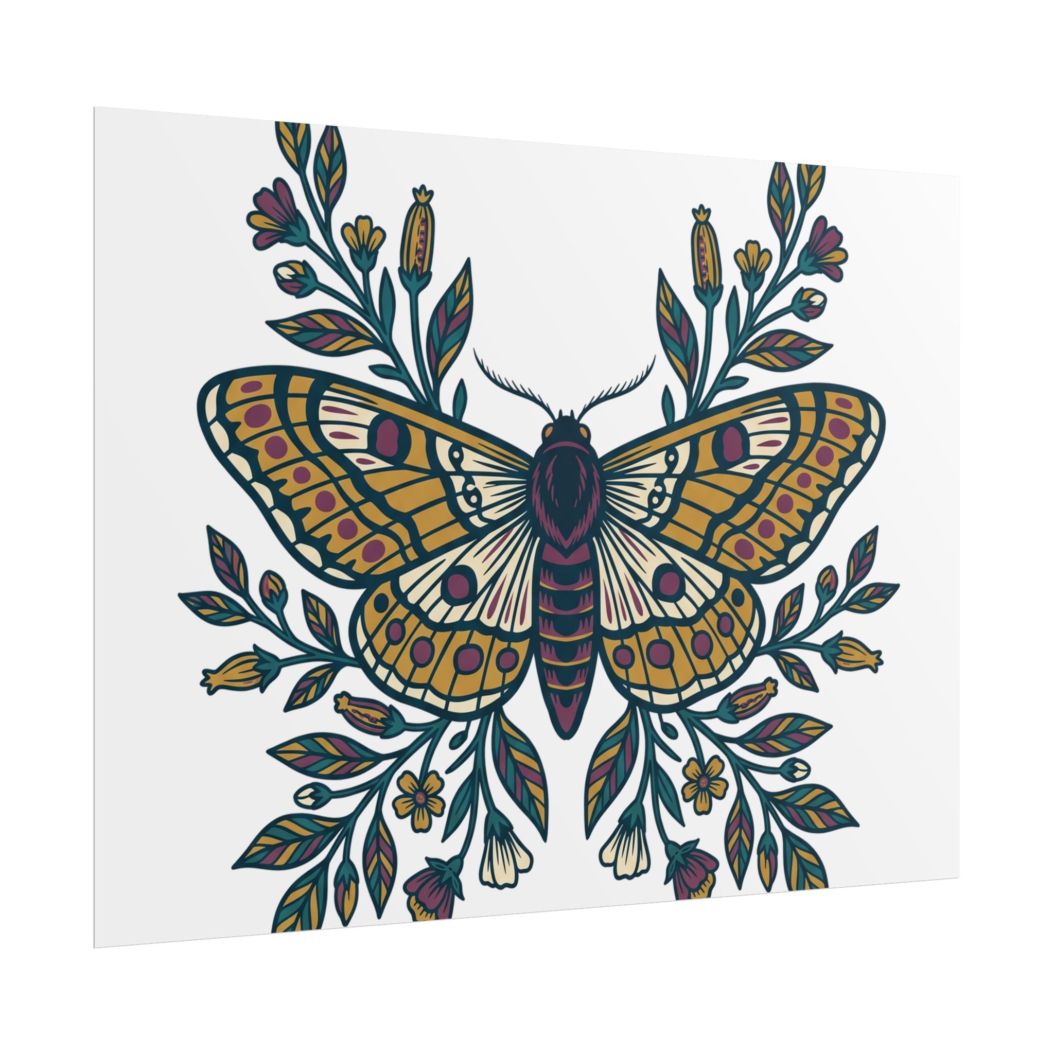 Botanical Moth and Flora Poster