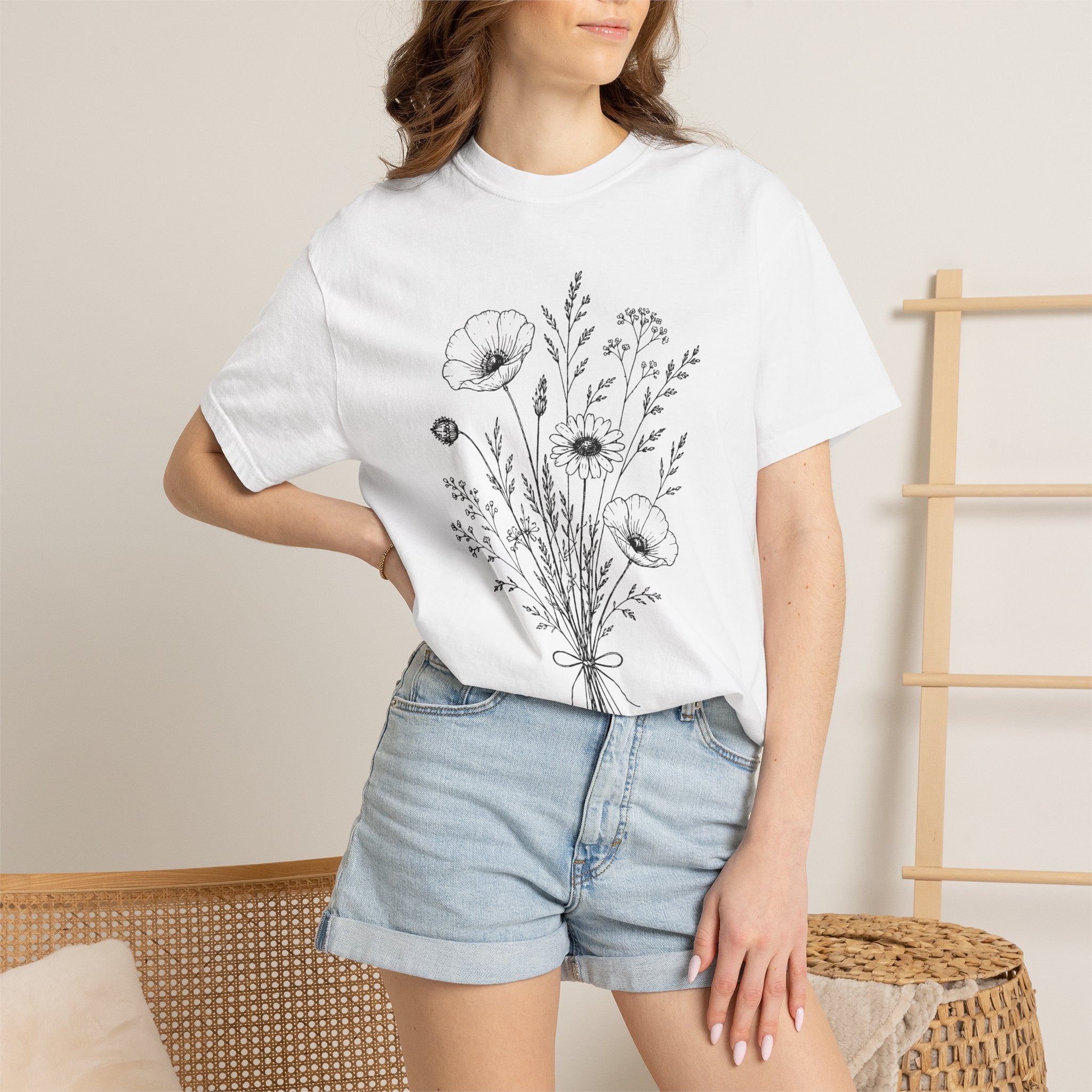 Floral Bouquet Tee Poppy & Wildflower Graphic T-Shirt