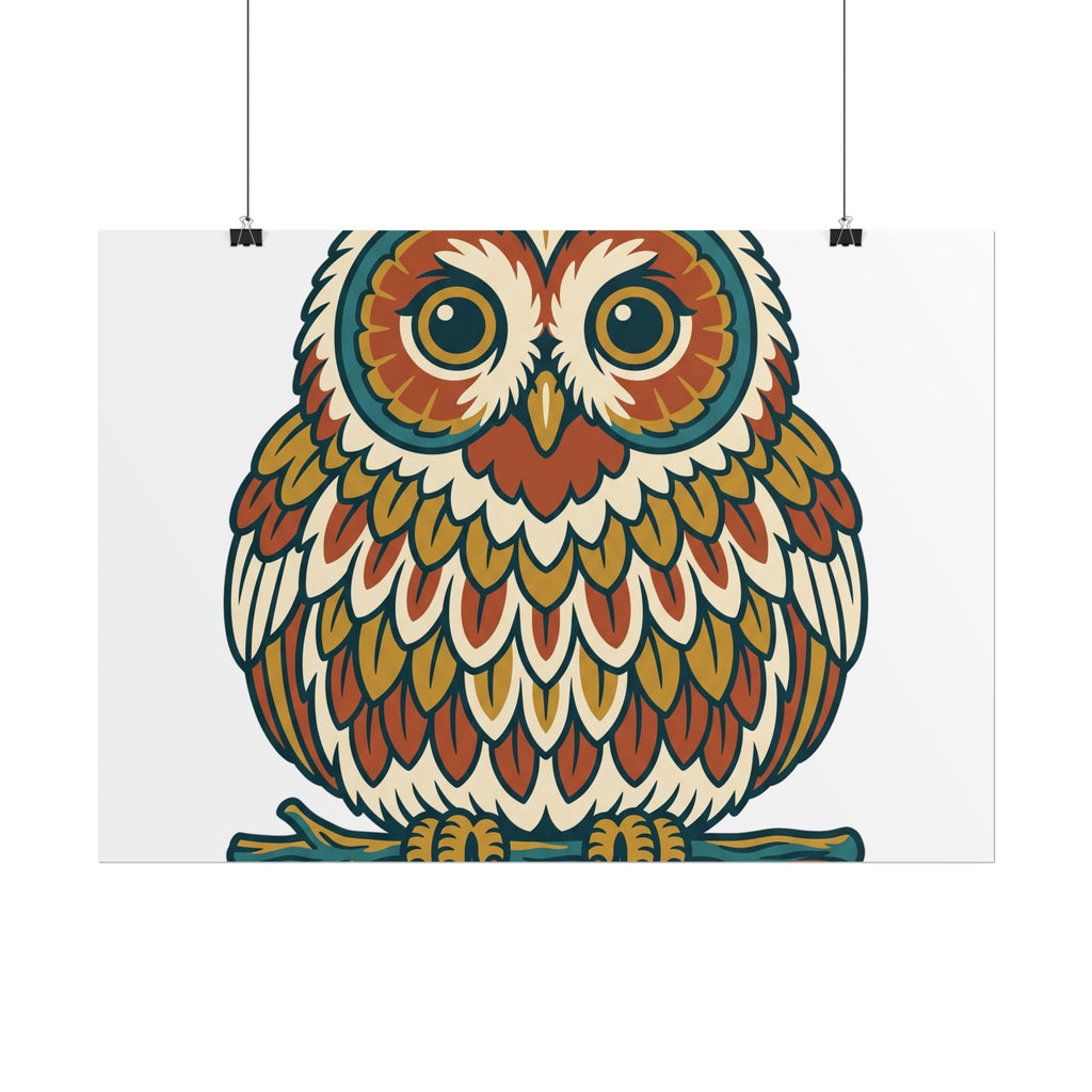 Round Owl Poster, original woodland design by Bramblewick