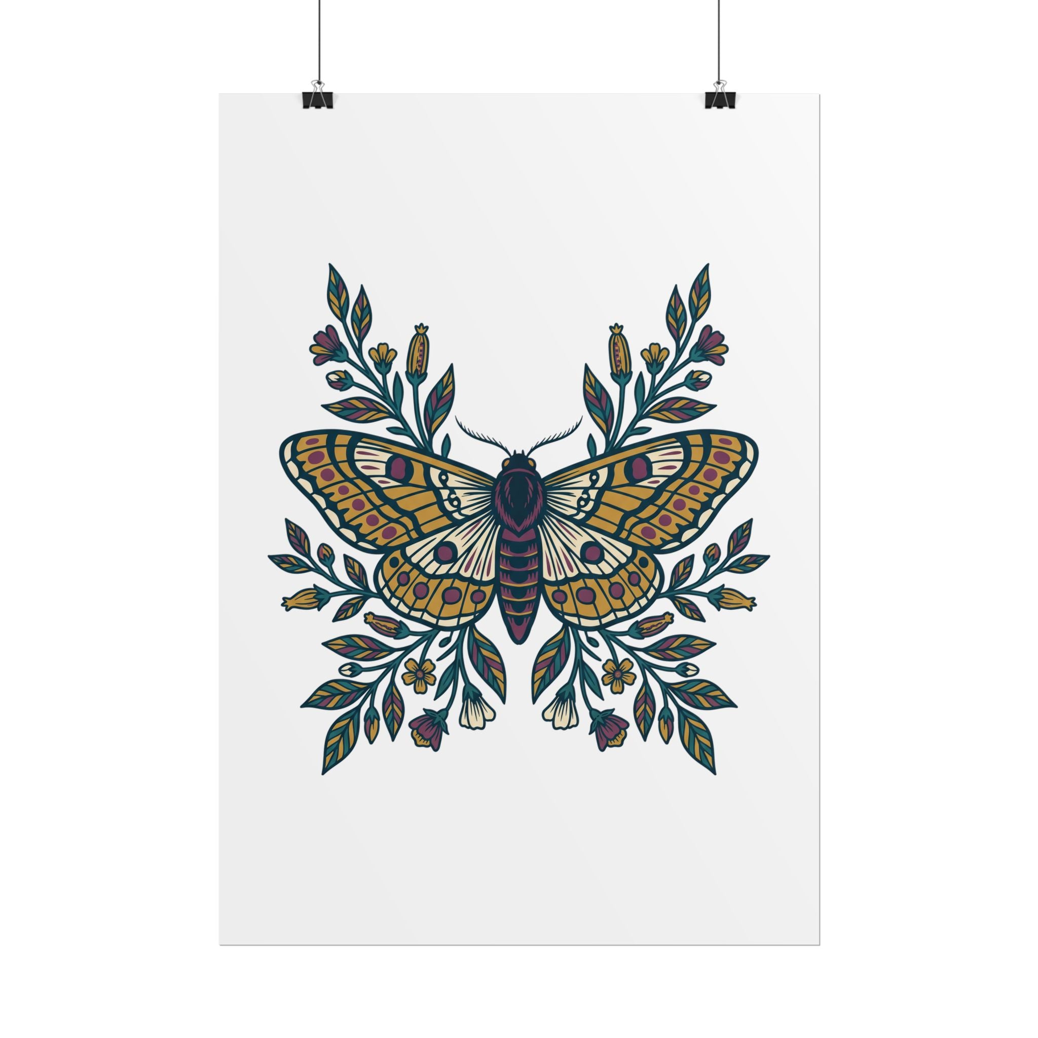 Botanical Moth and Flora Poster