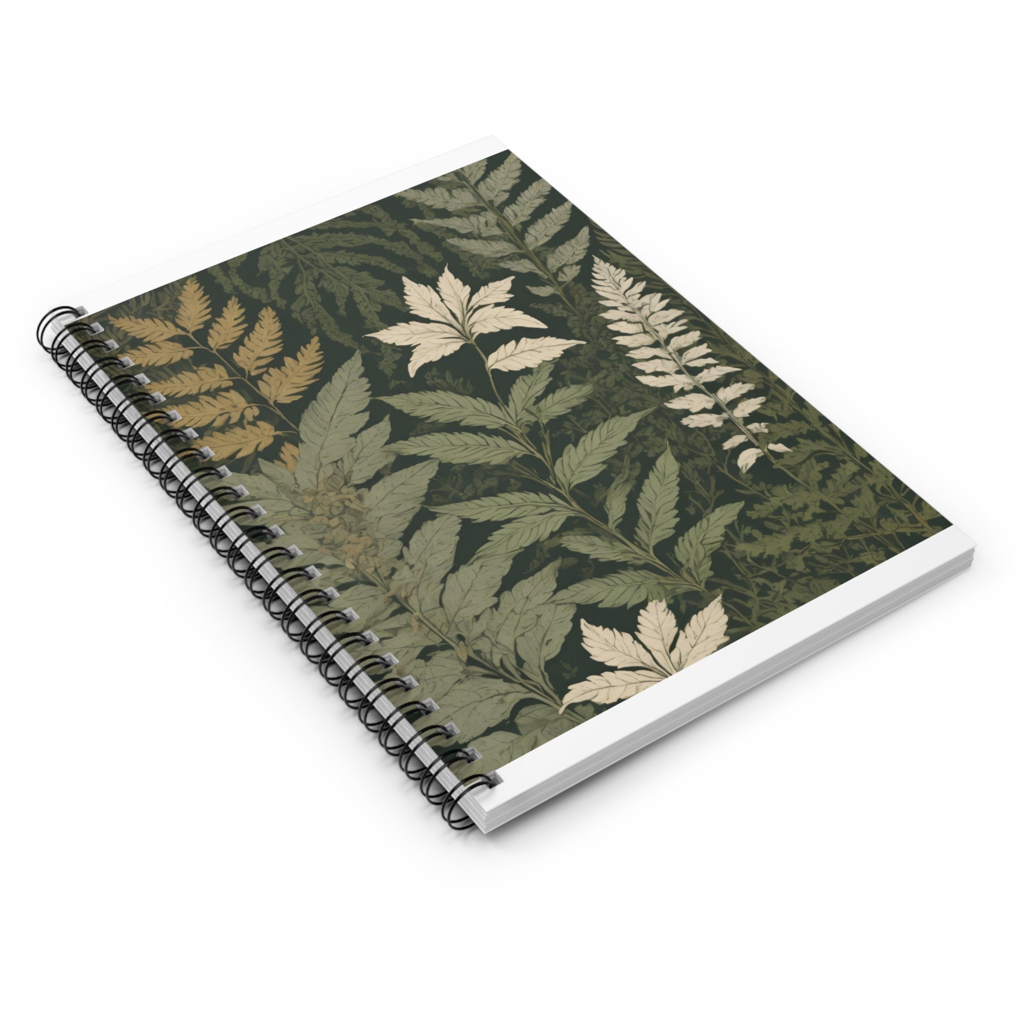 Botanical Fern Spiral Notebook - Forest Green Ruled Journal