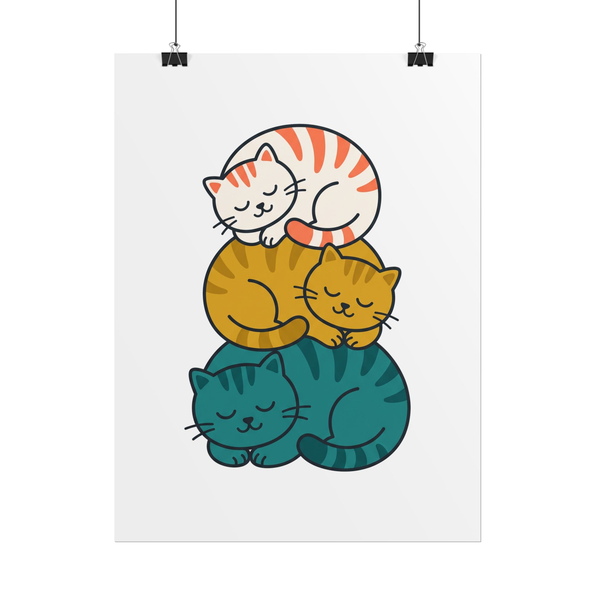 Sleepy Cat Stack Poster