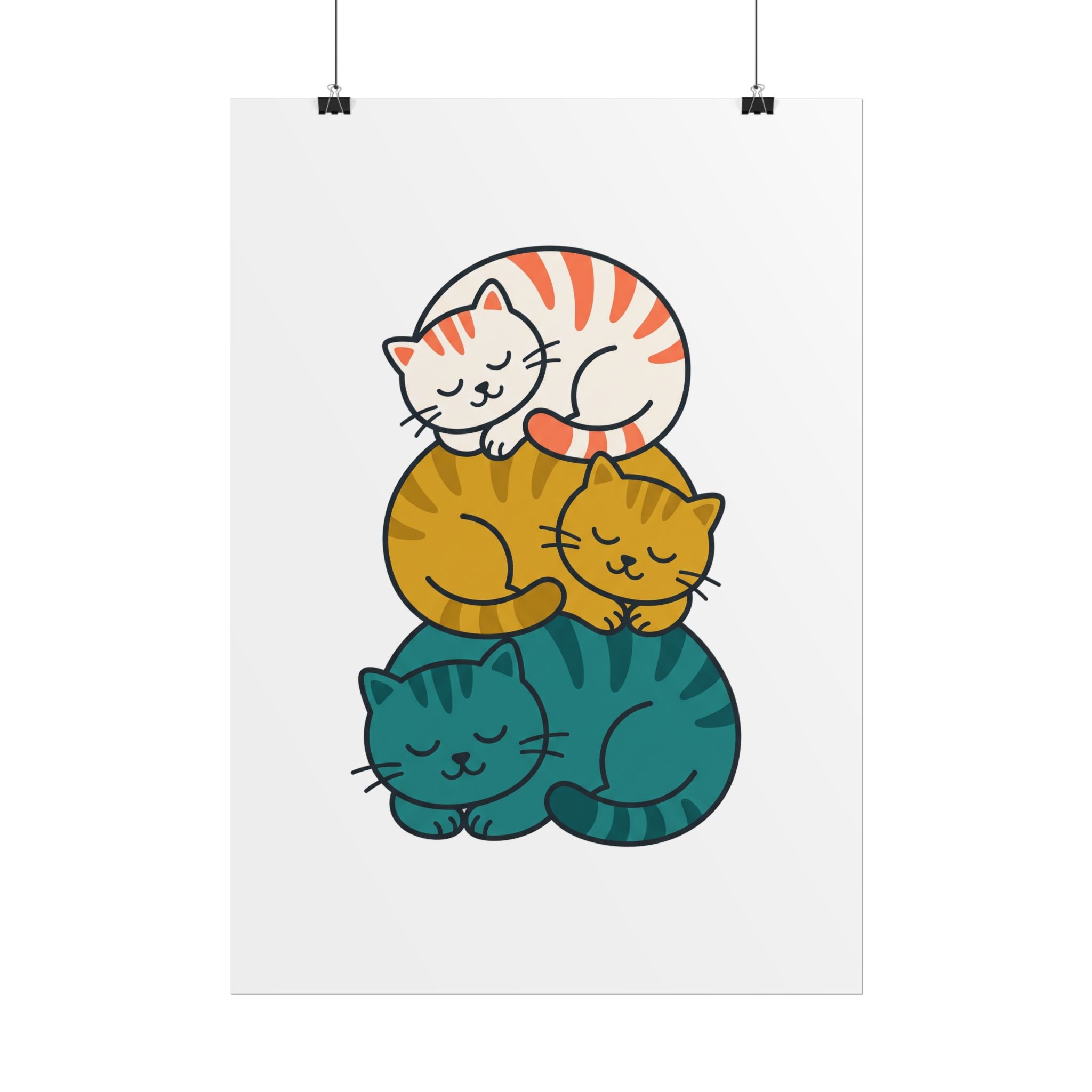 Sleepy Cat Stack Poster