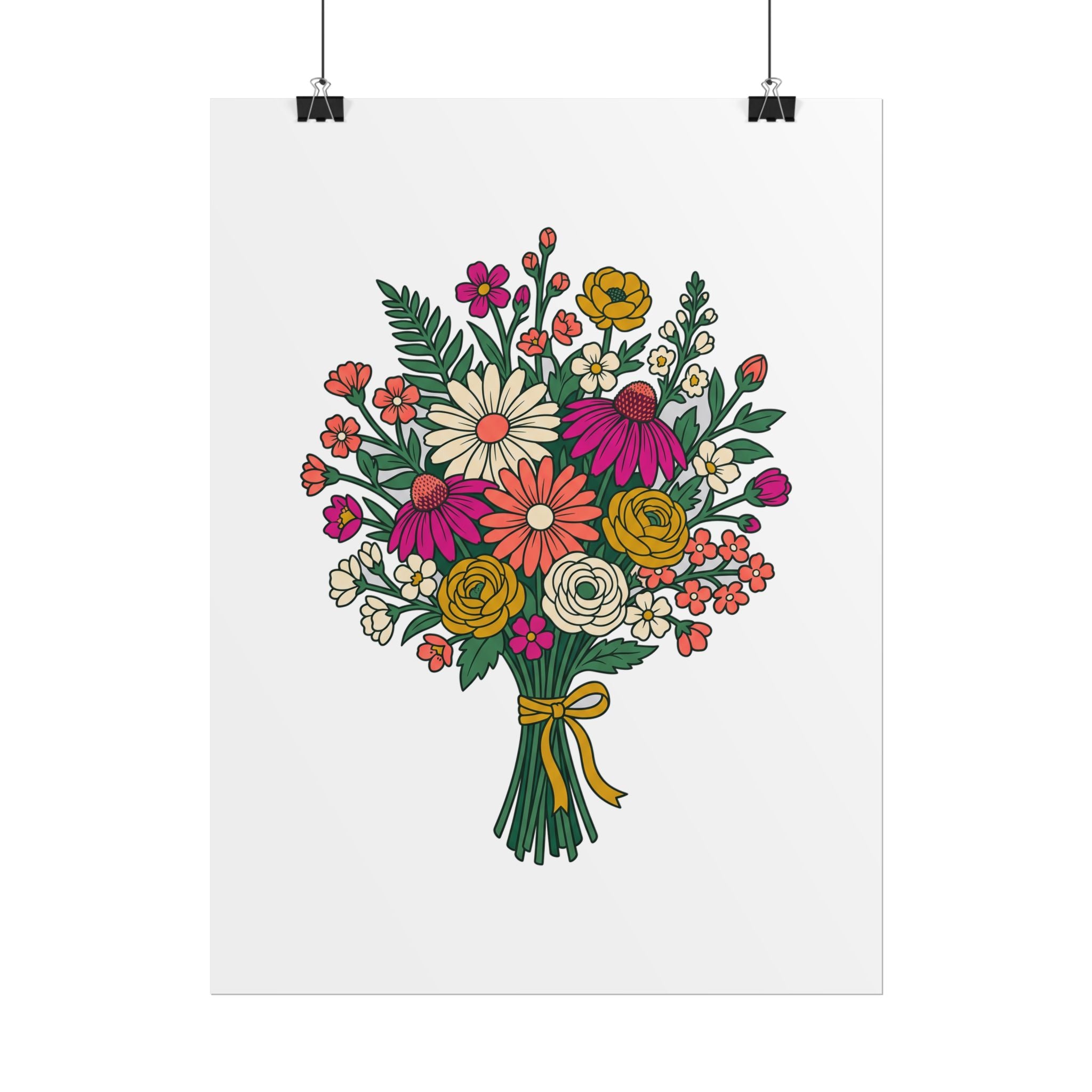 Wildflower Bouquet Line Poster