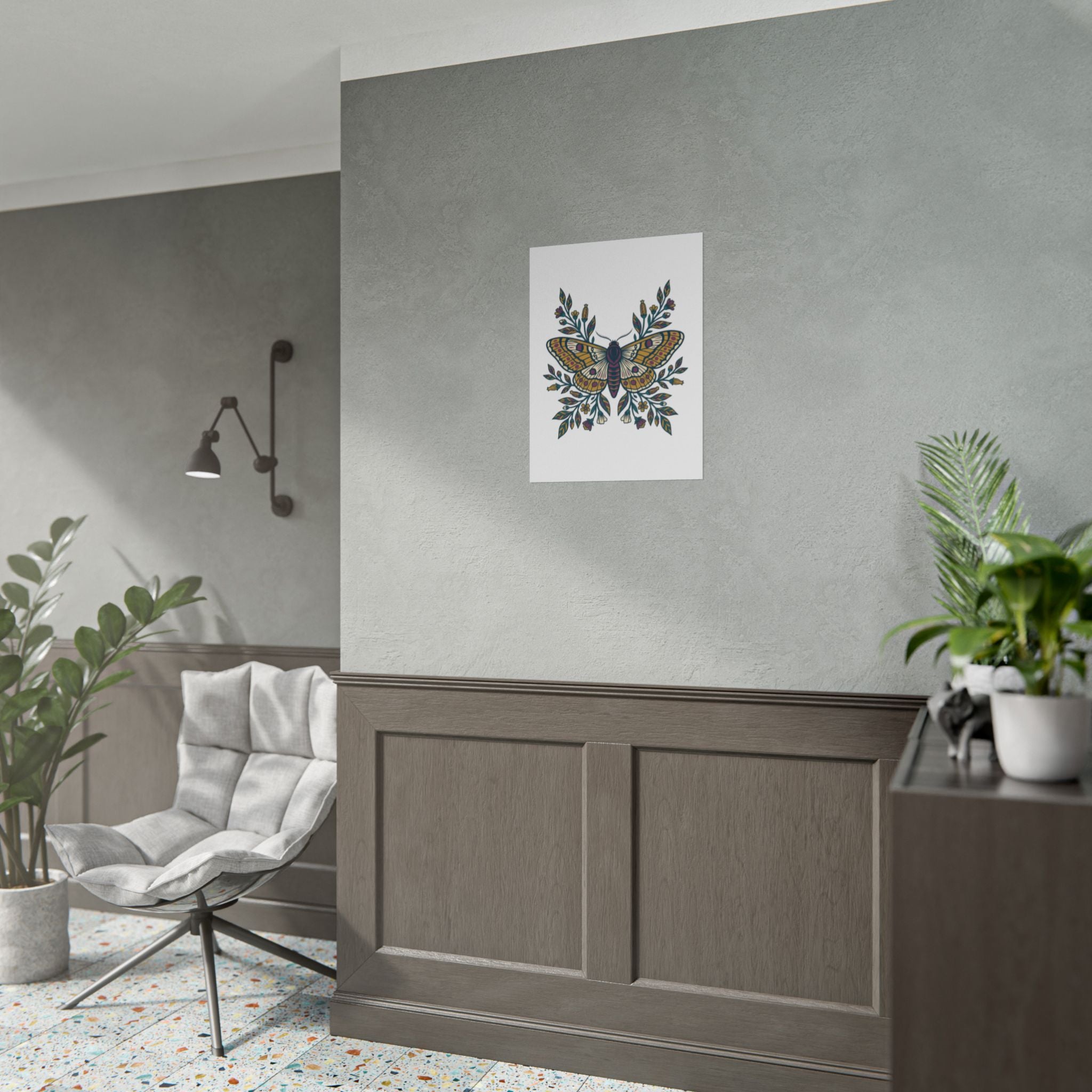 Botanical Moth and Flora Poster