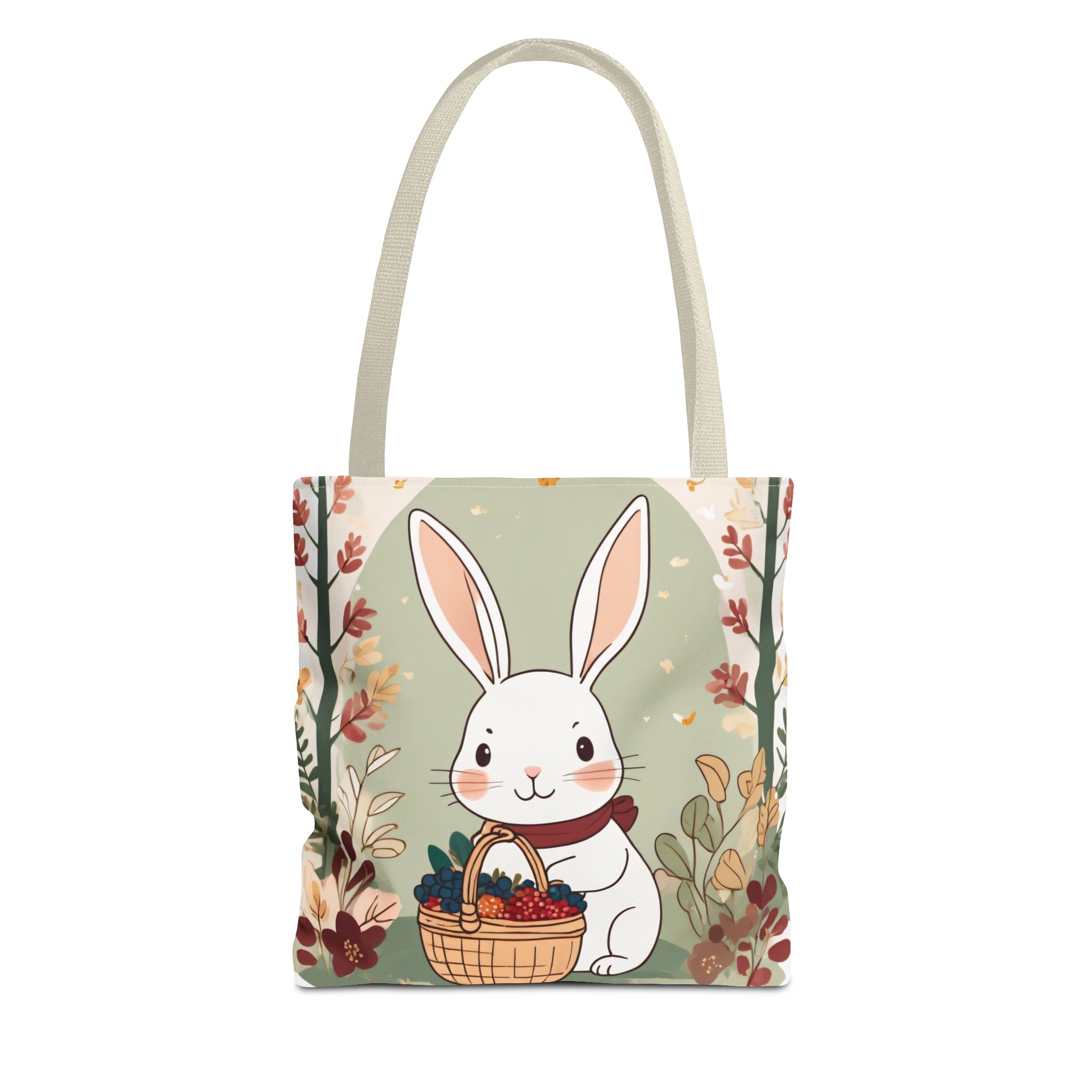 Easter Bunny Tote Bag — Cute Rabbit with Basket Spring Floral Design