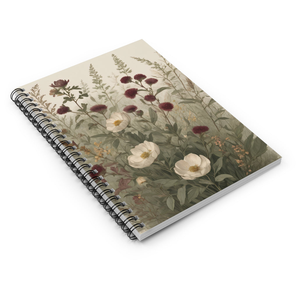 Floral Wildflower Spiral Notebook - Vintage Botanical Ruled Journal