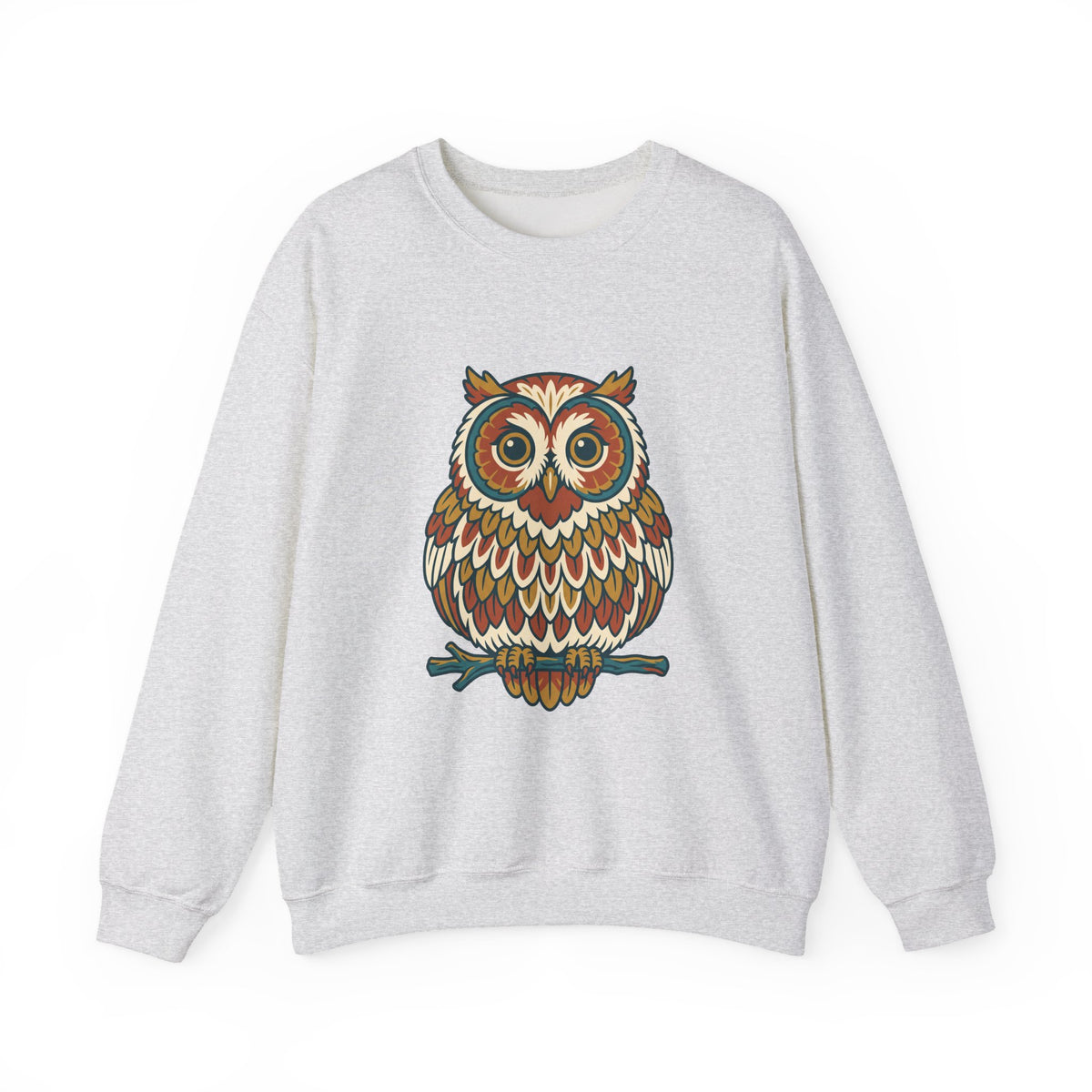 Round Owl Crewneck, Cute Woodland Bird Lover Sweatshirt