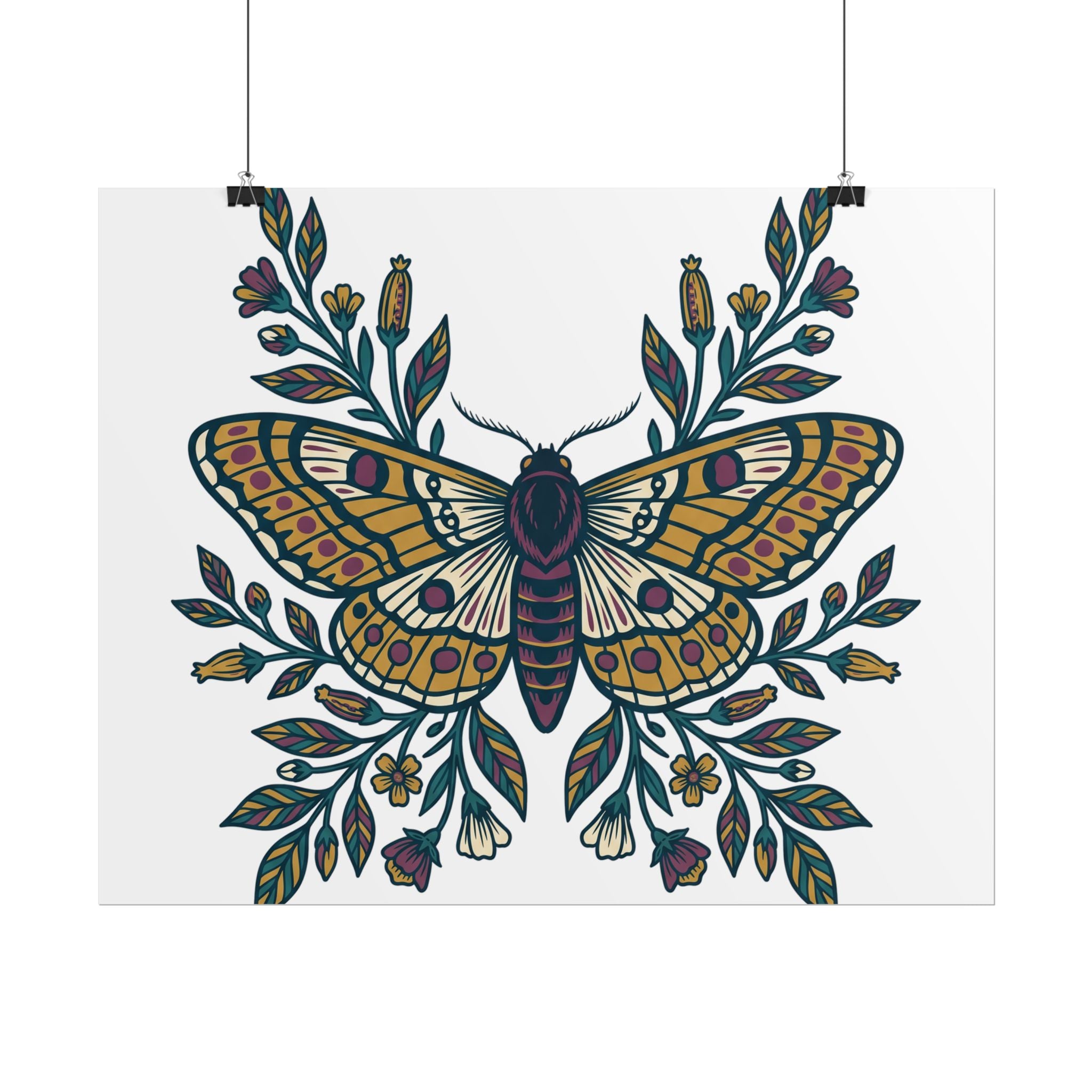 Botanical Moth and Flora Poster