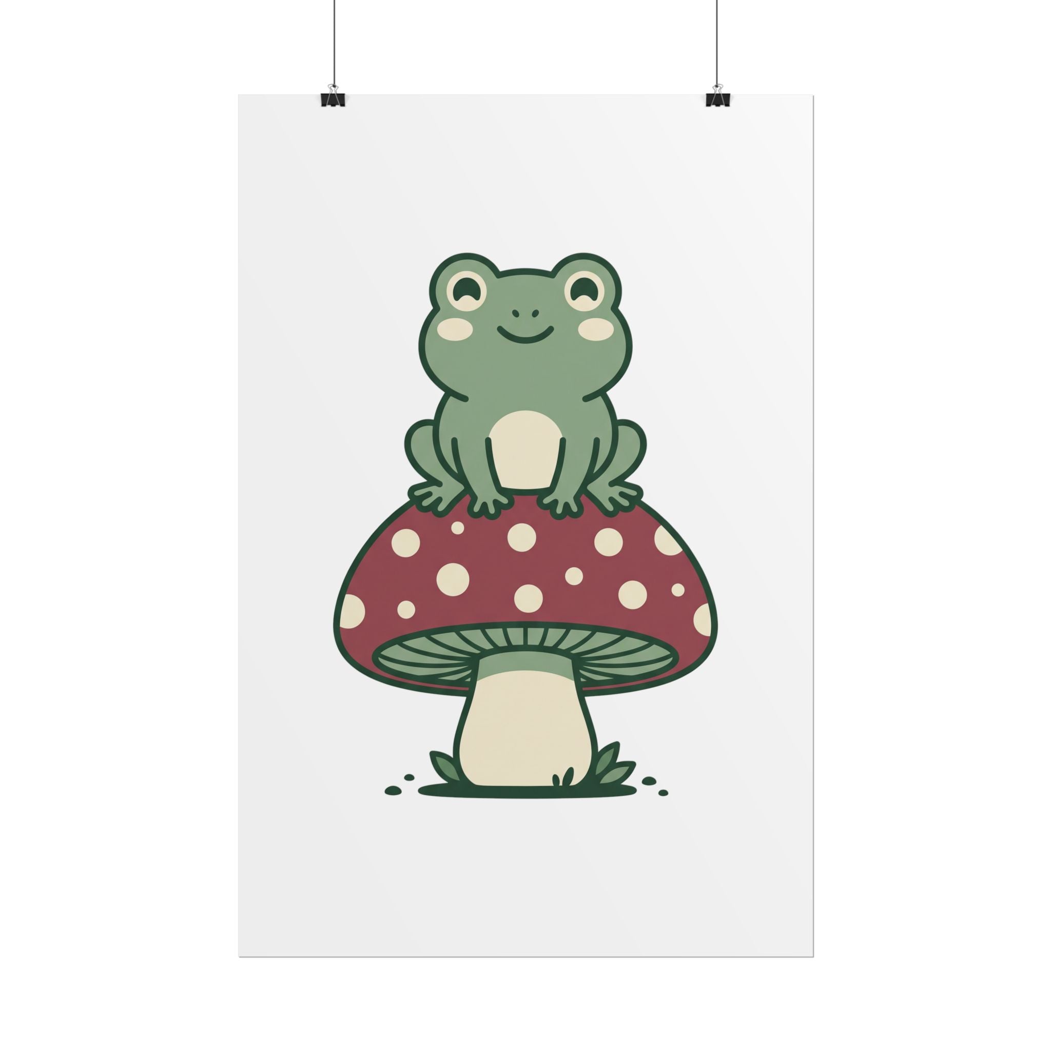 Frog on a Mushroom Poster