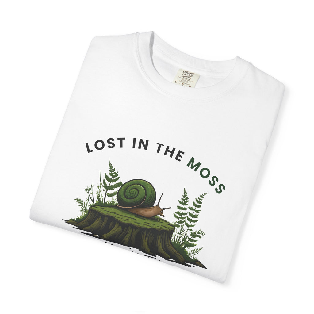 Lost in the Moss T-Shirt — Forest Snail Stump Nature Tee
