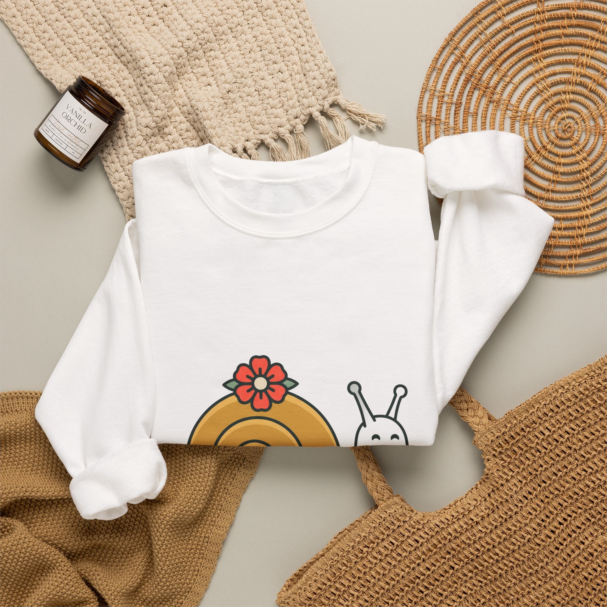 Cute Snail Graphic Sweatshirt – Floral Shell Cozy Crewneck