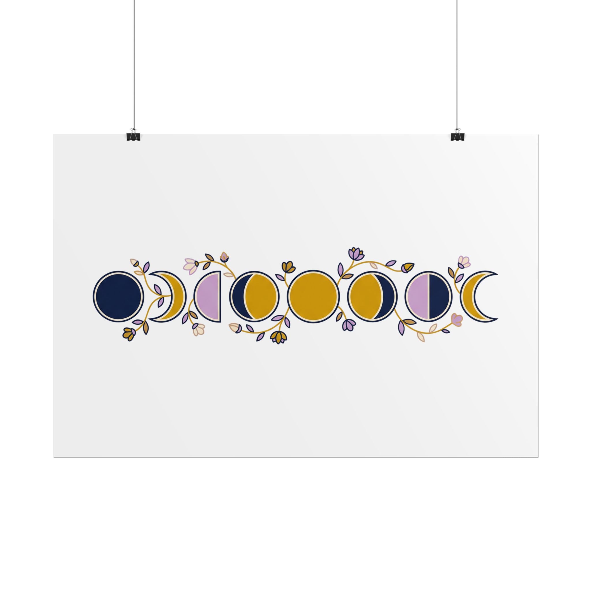 Moon Phases Botanical Poster