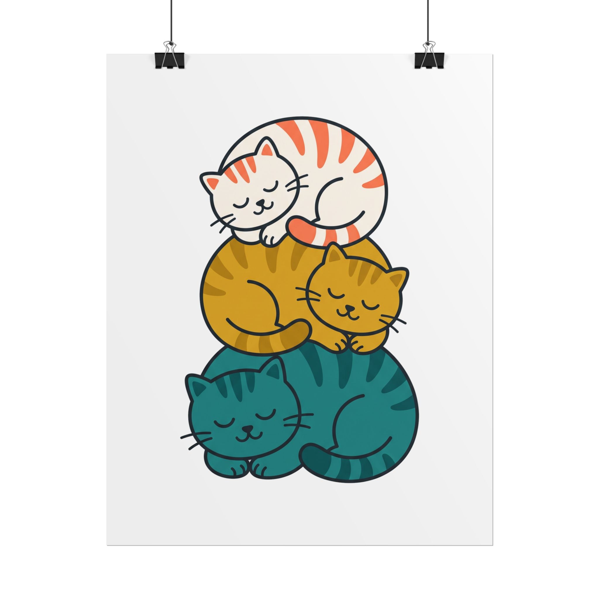 Sleepy Cat Stack Poster