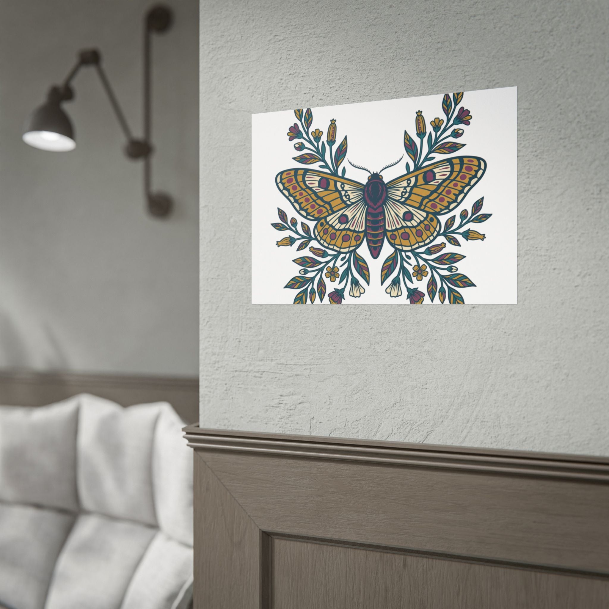 Botanical Moth and Flora Poster