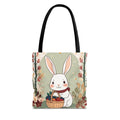 Easter Bunny Tote Bag — Cute Rabbit with Basket Spring Floral Design