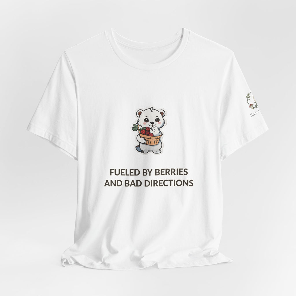 Bear Eating Berries Tee — "Fueled by Berries and Bad Directions" Cute Graphic T-Shirt