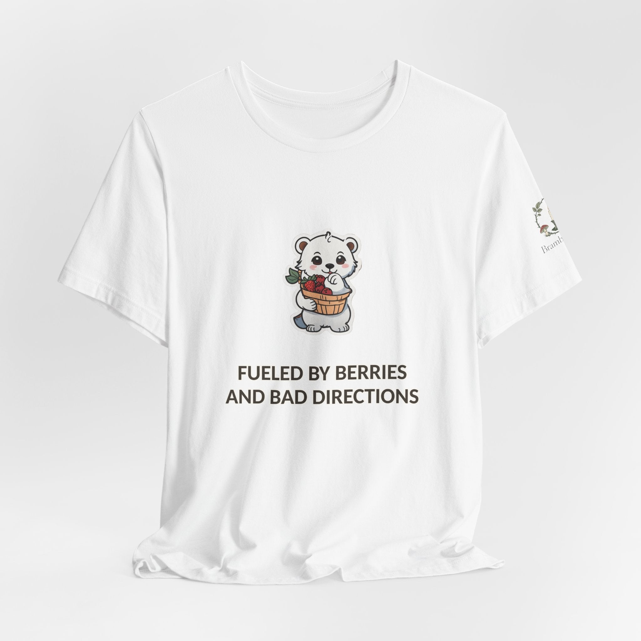 Bear Eating Berries Tee — "Fueled by Berries and Bad Directions" Cute Graphic T-Shirt