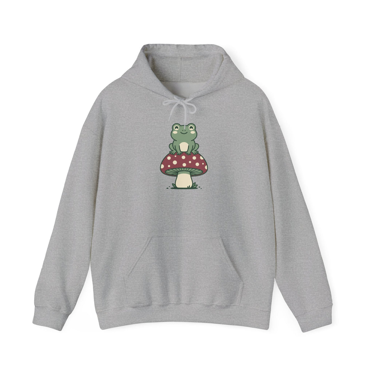 Frog on a Mushroom Hoodie, Cute Goblincore Toadstool Pullover