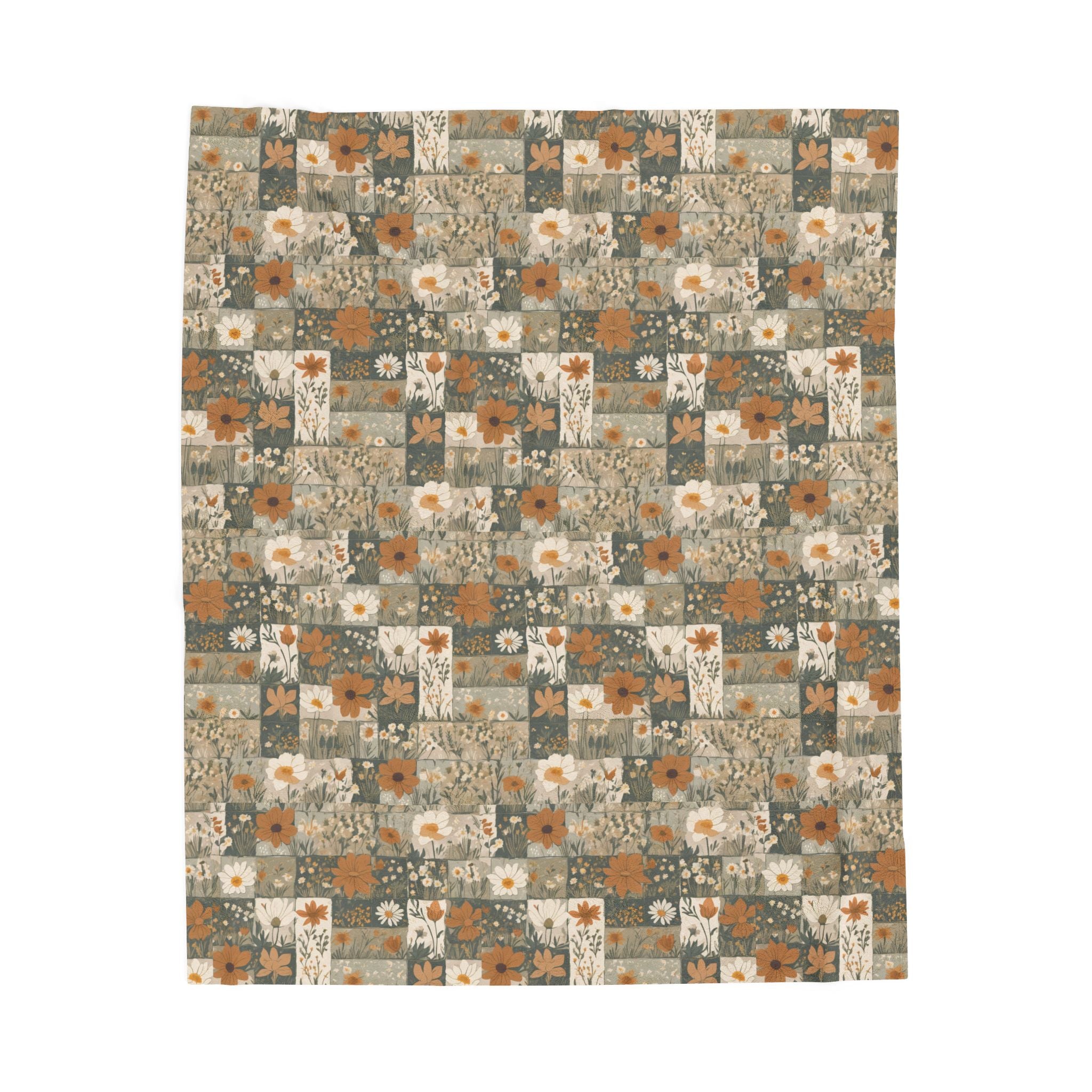 Patchwork Floral Velveteen Plush Blanket – Cozy Boho Throw for Home & Fall Décor