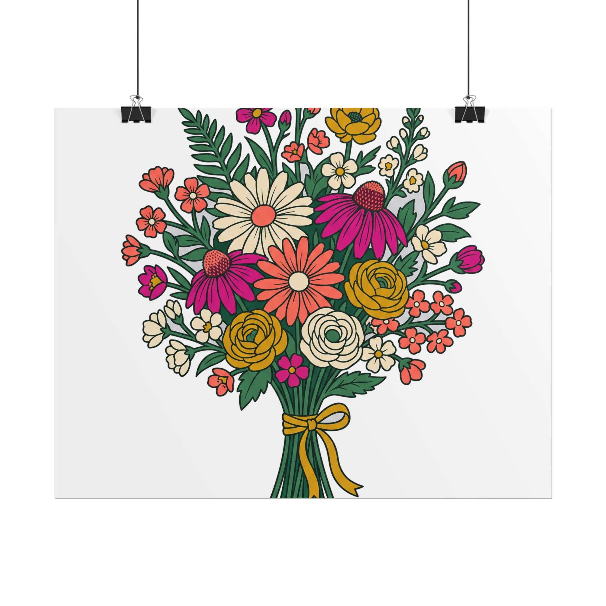 Wildflower Bouquet Line Poster
