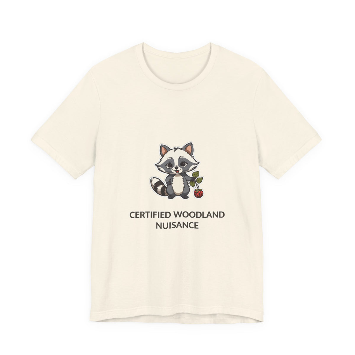 Certified Woodland Nuisance Tee in Natural, original woodland design by Bramblewick
