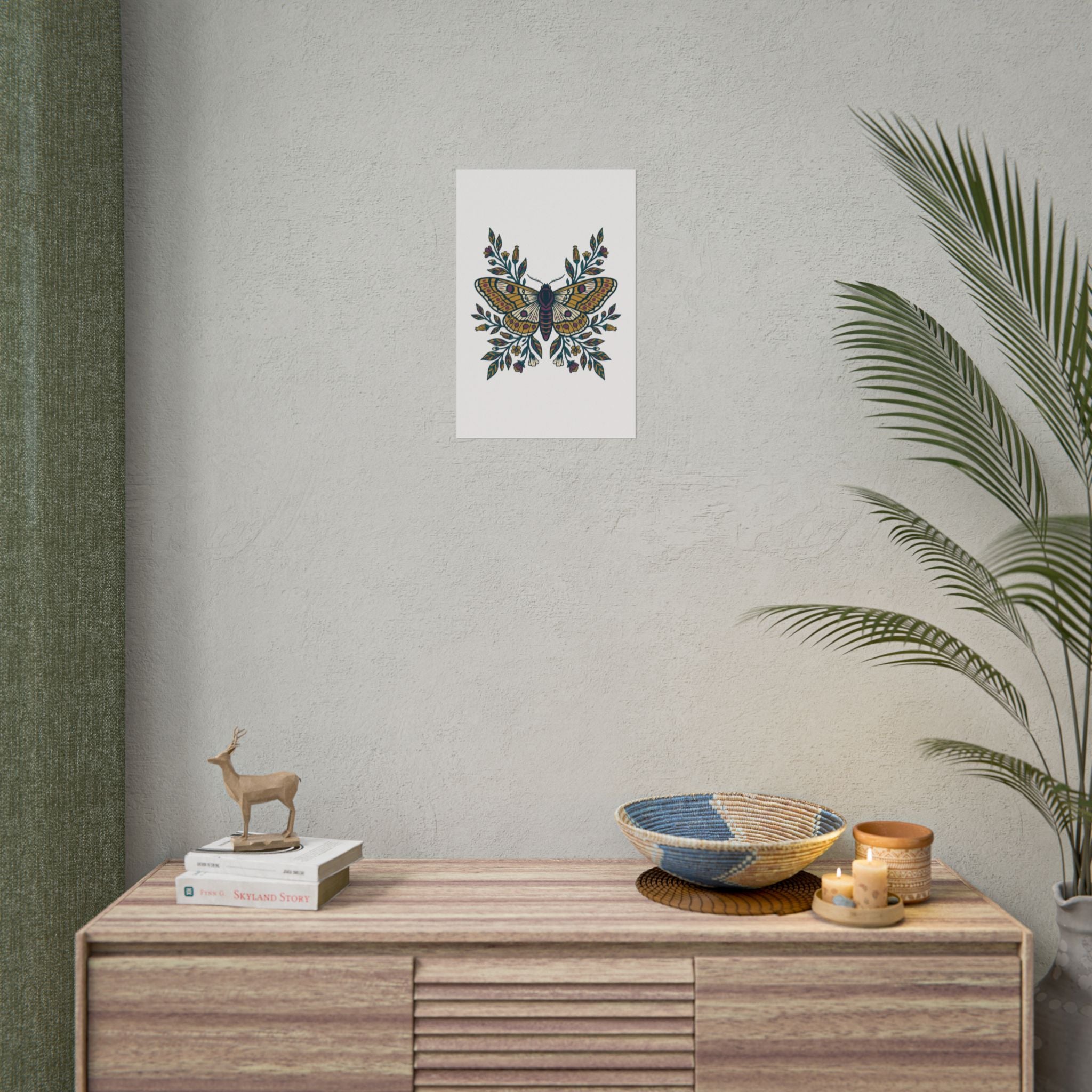 Botanical Moth and Flora Poster