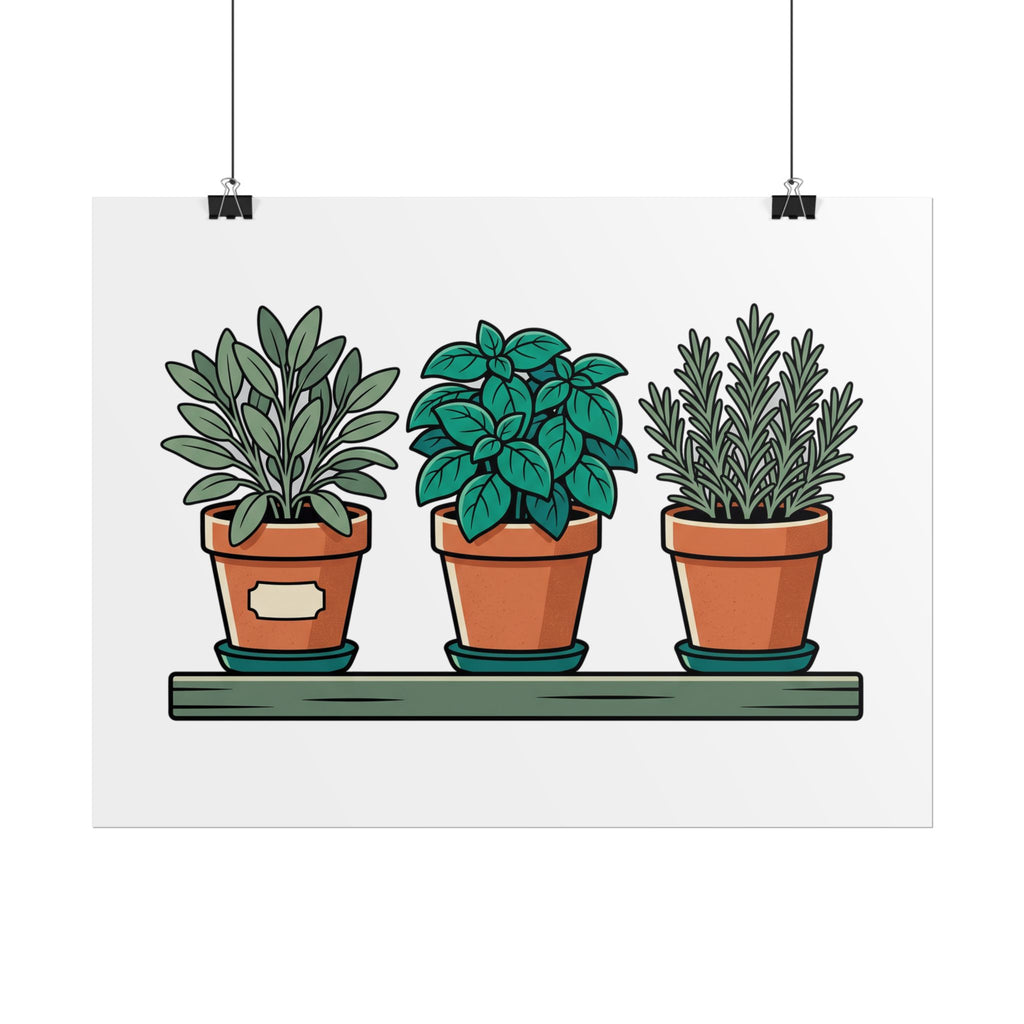 Cottage Window Herbs Poster