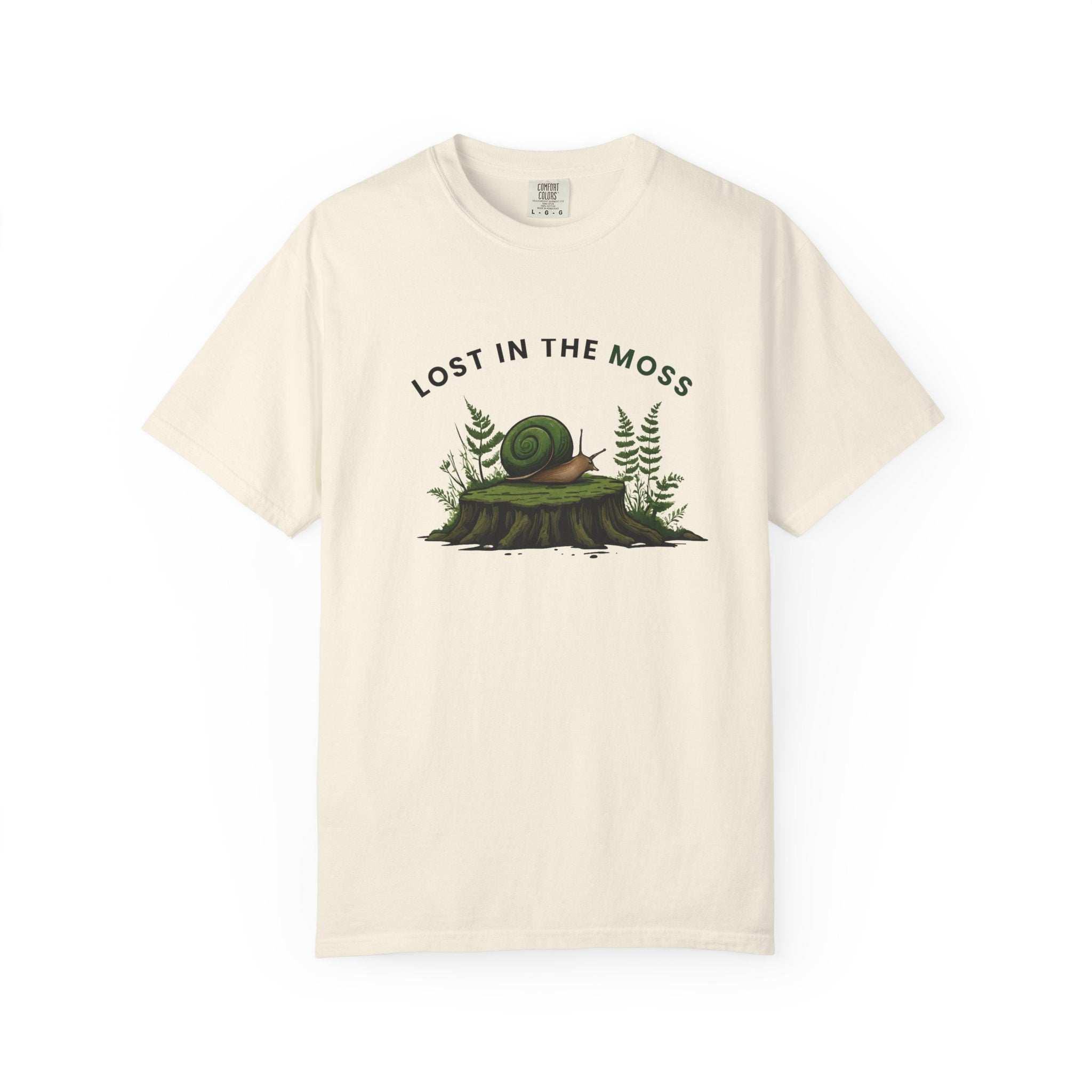 Lost in the Moss T-Shirt — Forest Snail Stump Nature Tee