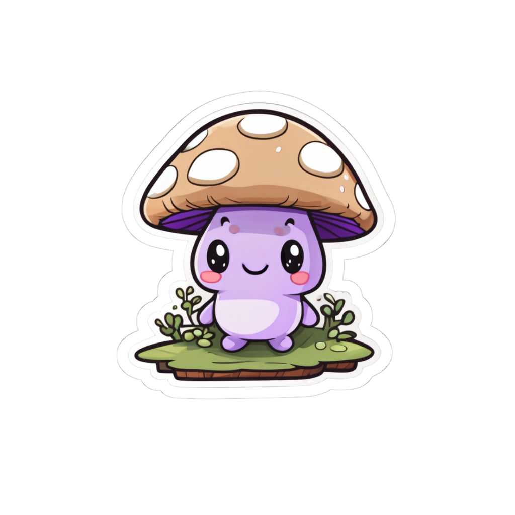 Cute Purple Mushroom Sticker — Kawaii Kiss-Cut Decal for Laptops, Water Bottles & Journals