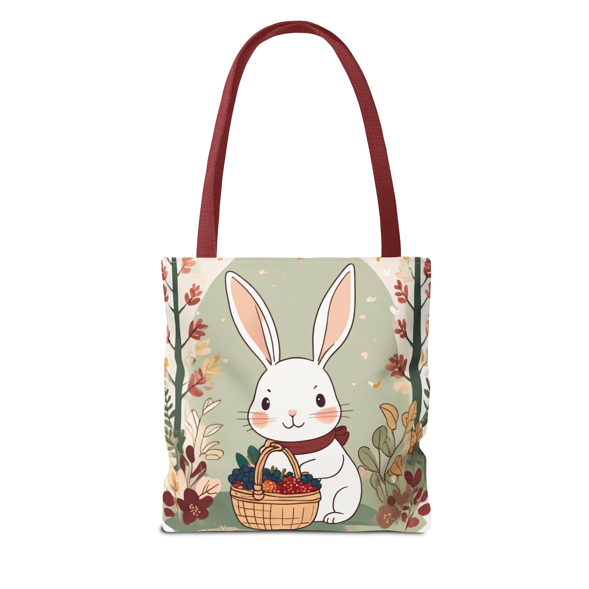 Easter Bunny Tote Bag — Cute Rabbit with Basket Spring Floral Design