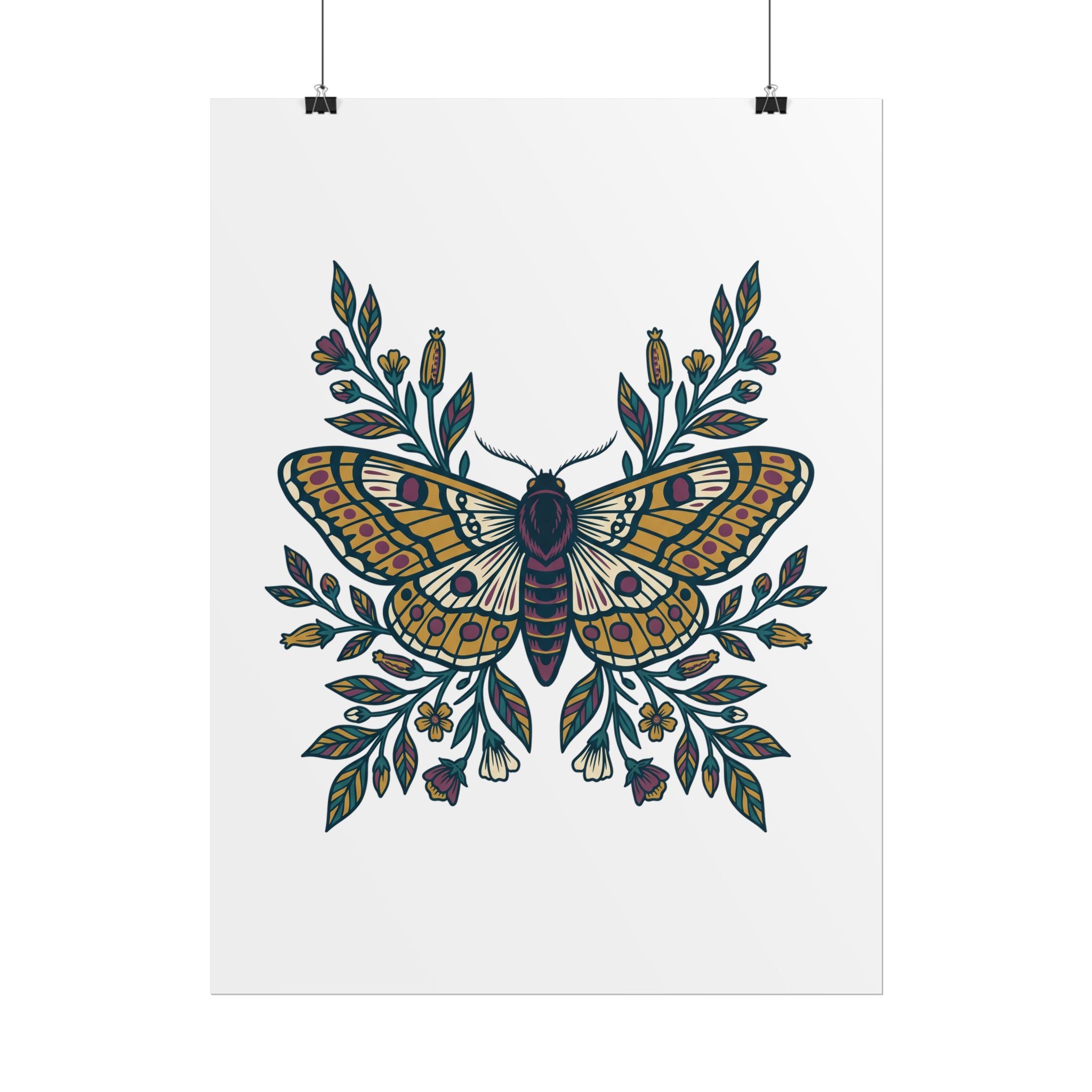 Botanical Moth and Flora Poster