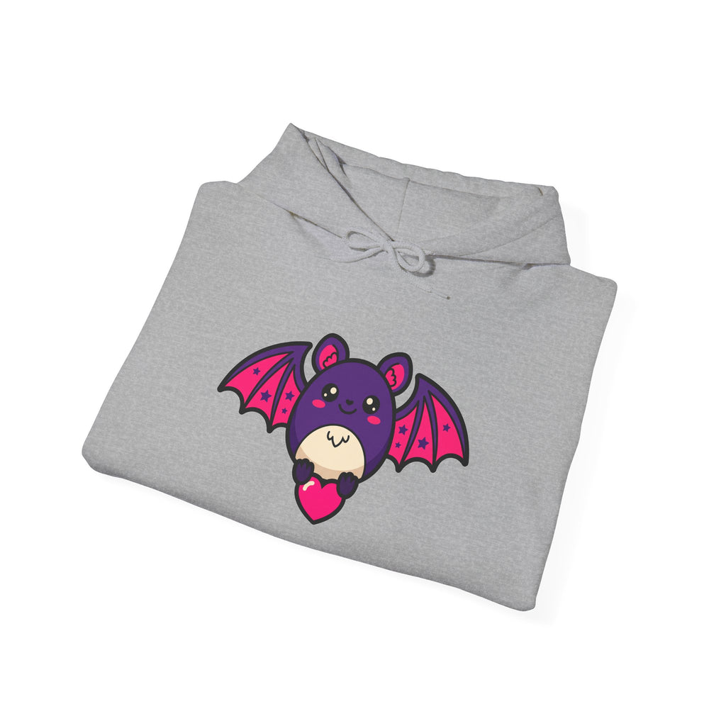 Bat with Tiny Heart Hoodie, Cute Spooky Goth Pullover