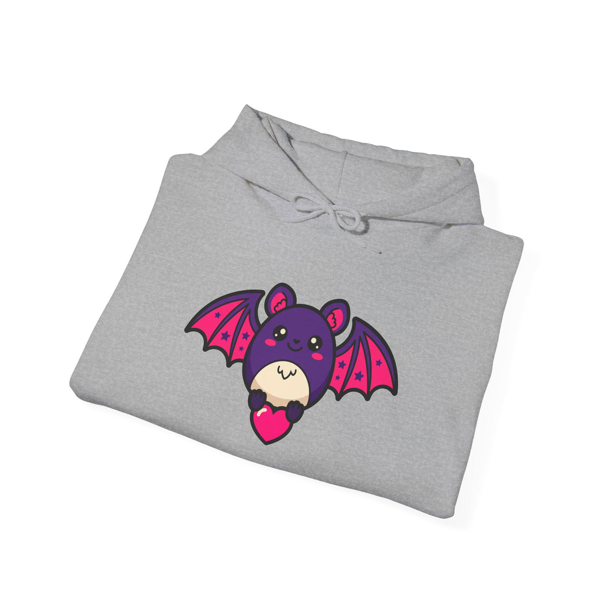 Bat with Tiny Heart Hoodie, Cute Spooky Goth Pullover