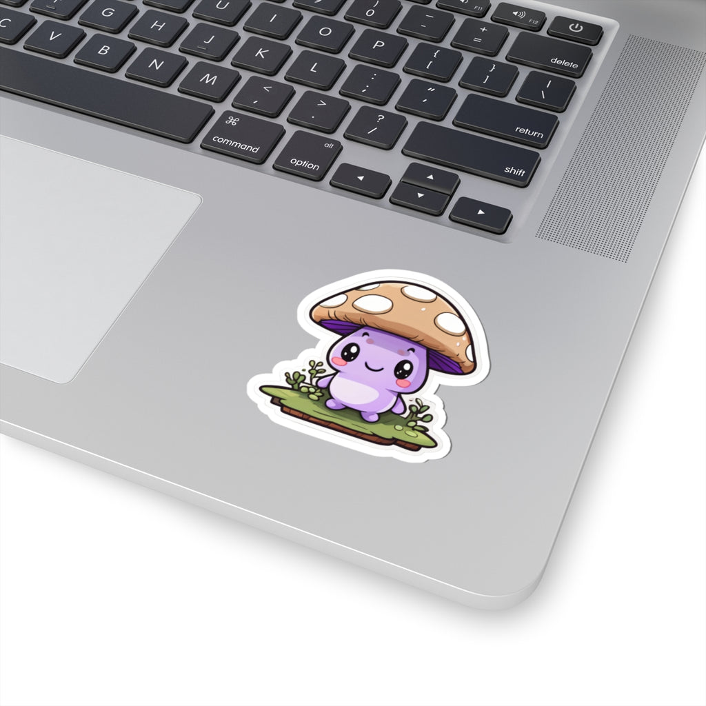 Cute Purple Mushroom Sticker — Kawaii Kiss-Cut Decal for Laptops, Water Bottles & Journals