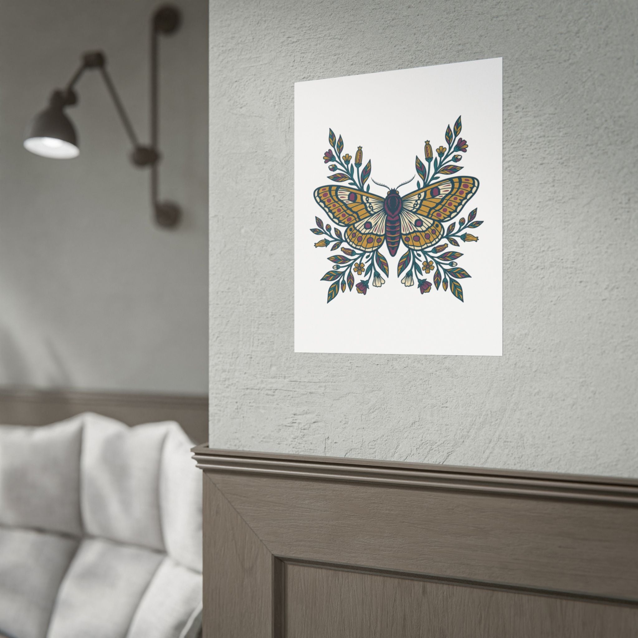 Botanical Moth and Flora Poster