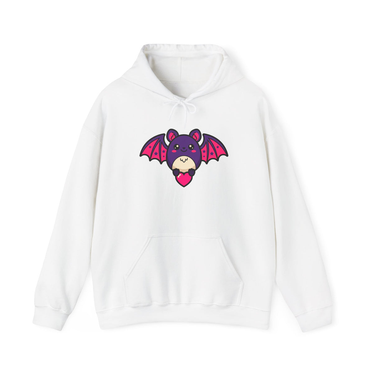 Bat with Tiny Heart Hoodie, Cute Spooky Goth Pullover